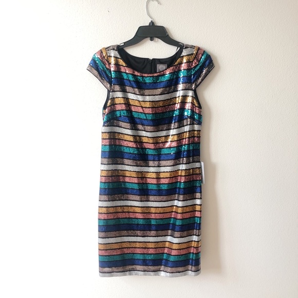 Vince Camuto multicolor striped sequin dress - Picture 1 of 4